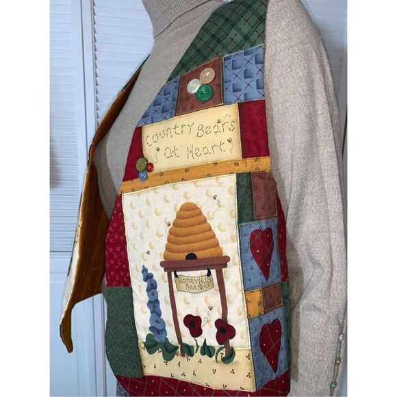 Vintage Quilted Honey Bear Bee Vest Size Large - Picture 9 of 12